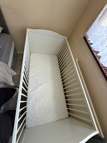 White wooden nursery cotbed - nursery,