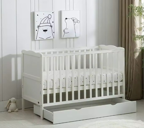 White grey wooden - white/grey, cot