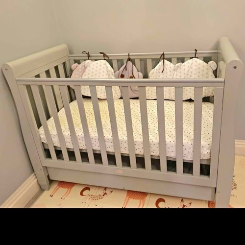 Grey wooden cot bed - wooden,