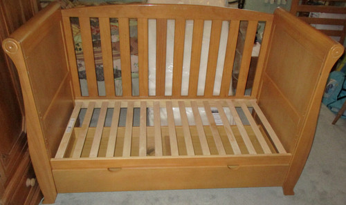 Wooden cot cotbed - wooden, sleigh