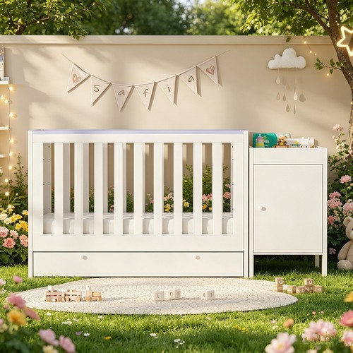 White baby cot crib sleeper - white,