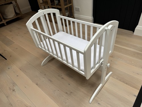 White wood cot - white,