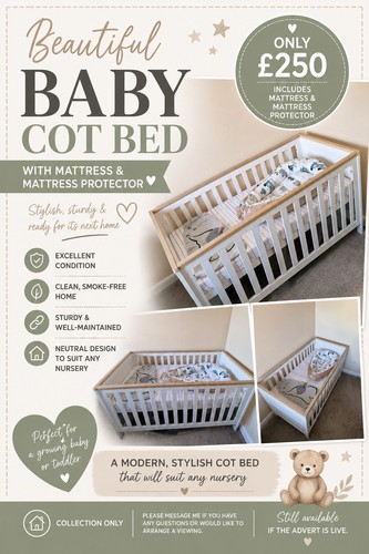 Baby cot bed frame with - cot,