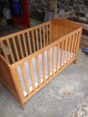 Pine cot bed with mattress - pine, 18